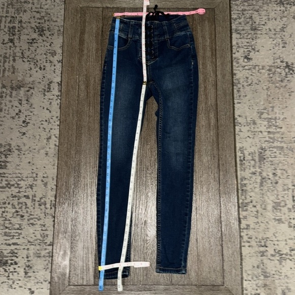 We the Free Free People CRVY high-rise lace up skinny jeans Blue Honey - Picture 11 of 13